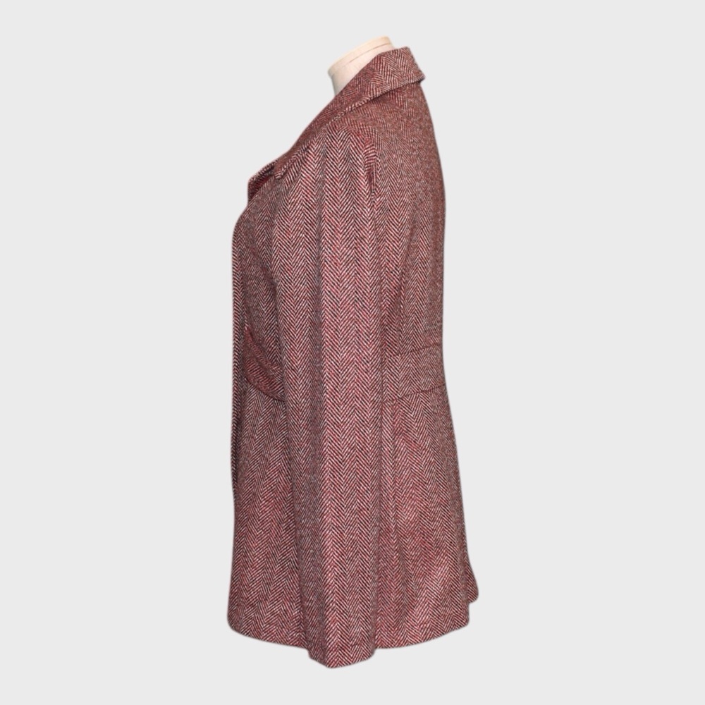 NWT Needle & Thread for Francescas Red Herringbone Wool-Blend Peacoat - Picture 4 of 5